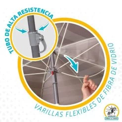 AKTIVE - Parasol Plage Avec Protection UV50, Anti-Vent, Ø 180 Cm -Meilleur Surf Magasin aktive parasol plage avec protection uv50 anti vent o 180 cm 3