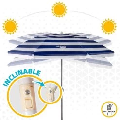 AKTIVE - Parasol Plage Avec Protection UV50, Anti-Vent, Ø 180 Cm -Meilleur Surf Magasin aktive parasol plage avec protection uv50 anti vent o 180 cm 4