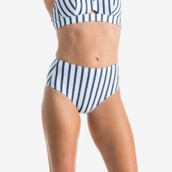 Meilleur Surf Magasin 38 Bas De Maillot De Bain De Surf Femme Taille Haute ROMI MARIN BLANC GRIS FONCE