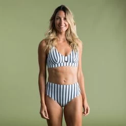 Bas De Maillot De Bain De Surf Femme Taille Haute ROMI MARIN BLANC GRIS FONCE -Meilleur Surf Magasin bas de maillot de bain de surf femme taille haute romi marin blanc gris fonce 4