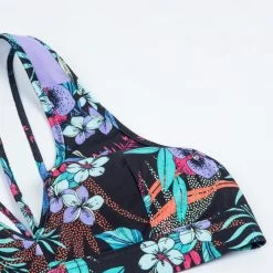 Haut De Maillot De Bain Fille - 900 Lily Violet Turquoise -Meilleur Surf Magasin haut de maillot de bain fille 900 lily violet turquoise 3