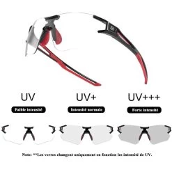 ROCKBROS Lunettes Photochromiques De Vélo 10125 Anti-uv400 - Noir Et Rouge -Meilleur Surf Magasin lunettes photochromiques de velo 10125 anti uv400 noir et rouge 2