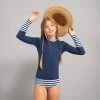 Maillot 1 Pièce Manches Longues Fille MAYA Bleu Marine -Meilleur Surf Magasin maillot 1 piece manches longues fille maya bleu marine