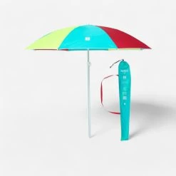 Decathlon PARASOL DE PLAGE PARUV 160 UPF 50+ 2 PLACES - Multi Couleur Rouge Jaune Bleu