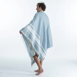 Serviette De Plage Poncho 190 X 190 Cm - Gris Bleu -Meilleur Surf Magasin serviette de plage poncho 190 x 190 cm gris bleu 5