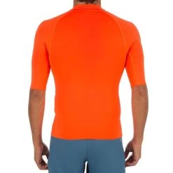 Tee Shirt Anti Uv Surf Top 100 Manches Courtes Homme Orange Fluo -Meilleur Surf Magasin tee shirt anti uv surf top 100 manches courtes homme orange fluo 2