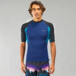 Tee Shirt Anti Uv Surf Top 500 Manches Courtes Homme Bleu -Meilleur Surf Magasin tee shirt anti uv surf top 500 manches courtes homme bleu 1